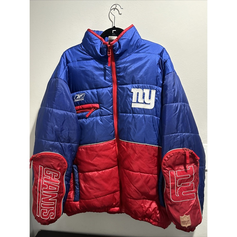 NY Giants Reebok Puffer Jacket Coat Mens Size XL New York Vintage RARE